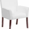 White Leather Executive Side Reception Chair With Mahogany Legs - By Flash Furniture - Madison Seating -furniture Shop White Leather Executive Side Reception Chair with Mahogany Legs by Flash Furniture