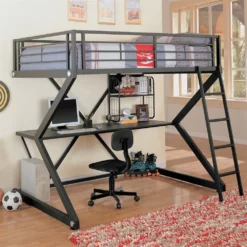 Workstation Loft Bed With Built-in Desk By Coaster Fine Furniture - Madison Seating